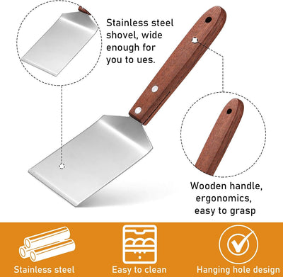 2 Espátulas Brownie Acero Inox Mango Madera 2.5x8.2pulg