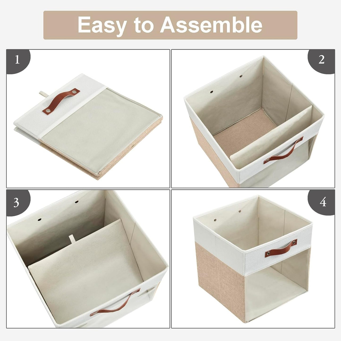 4 Pzas Cubos Almacenamiento Plegables Lino 13x13"