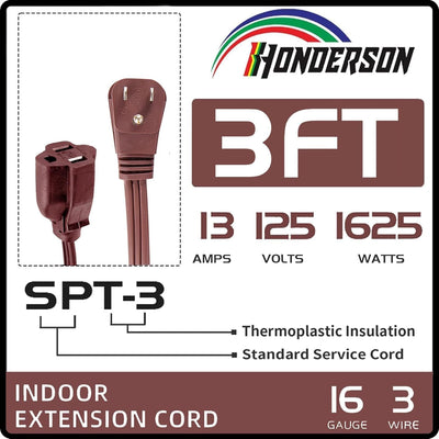 Cable extensión enchufe plano 16/3 SPT-3 13A 1m marrón