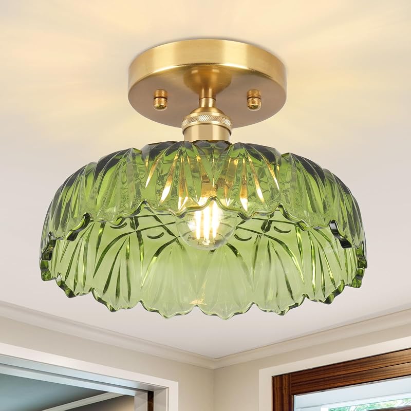 Lámpara techo empotrado luces verdes E26 vintage 9.4pulg