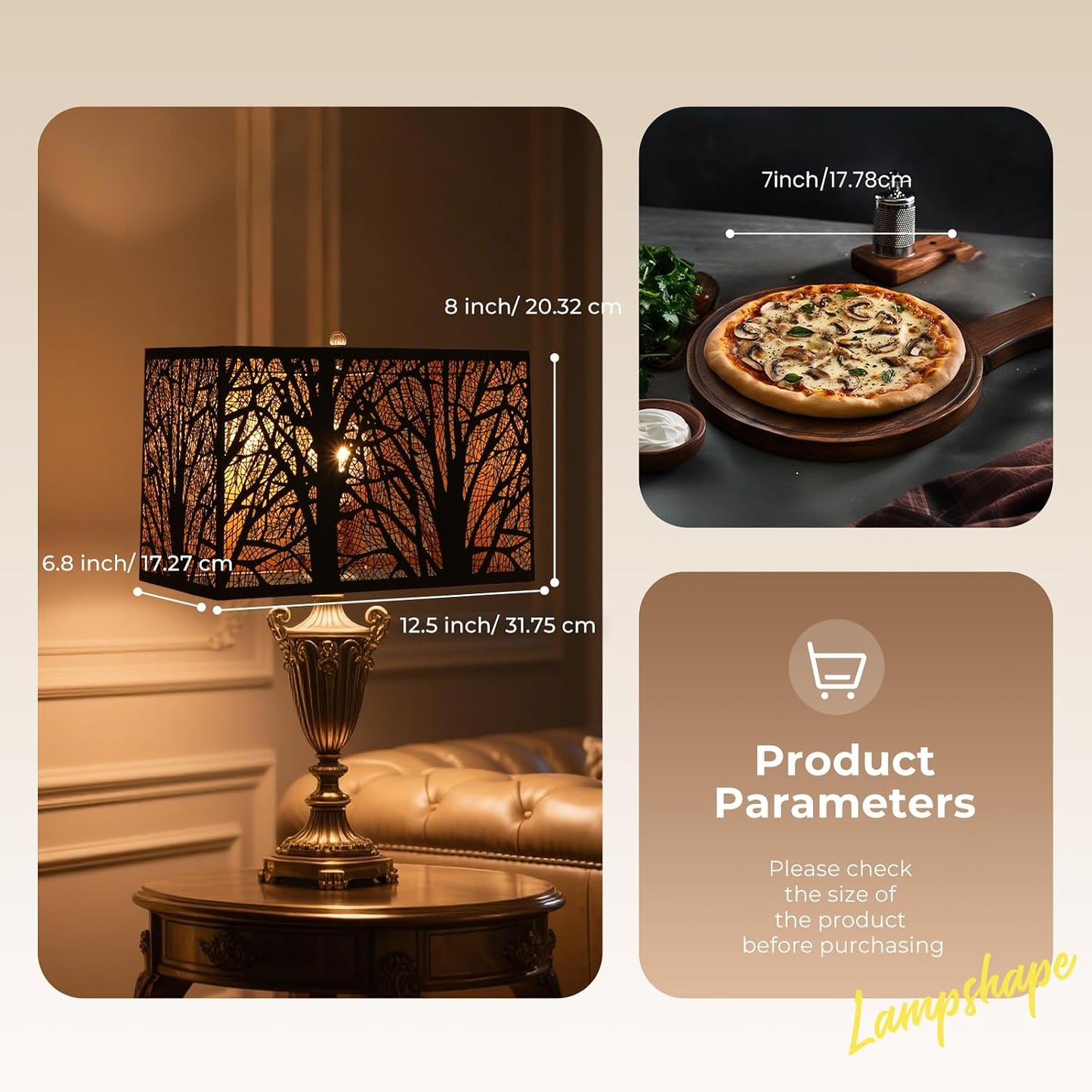 Pantalla decorativa lámpara metal diseño árbol 6.8x12.5x8
