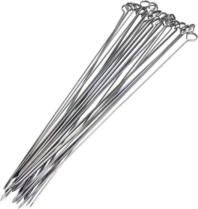 24 Brochetas Kabob Acero Inox 17" para Parrilla