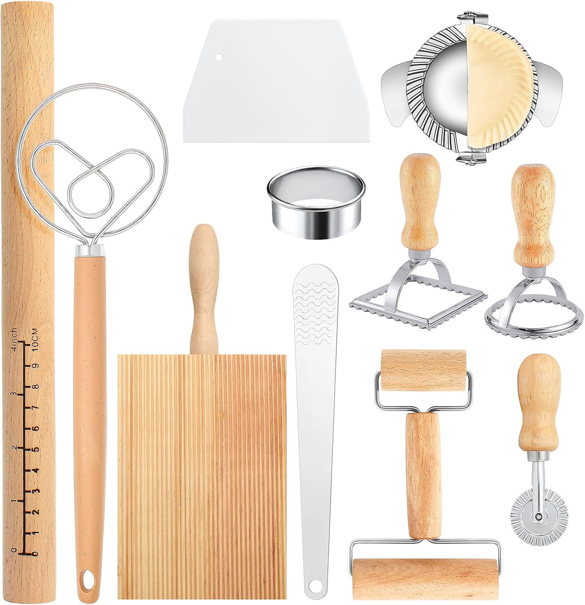 Juego herramientas hacer pasta 11 accesorios madera ravioles lasaña