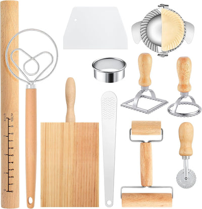 Juego herramientas hacer pasta 11 accesorios madera ravioles lasaña