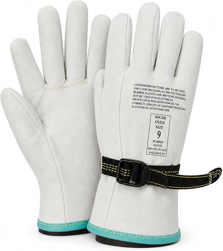 Guantes cuero para linieros 3 pares talla 9/Grande