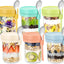 6 Frascos Vidrio Mason 16oz Avena Nocturna con Tapas y Cucharas