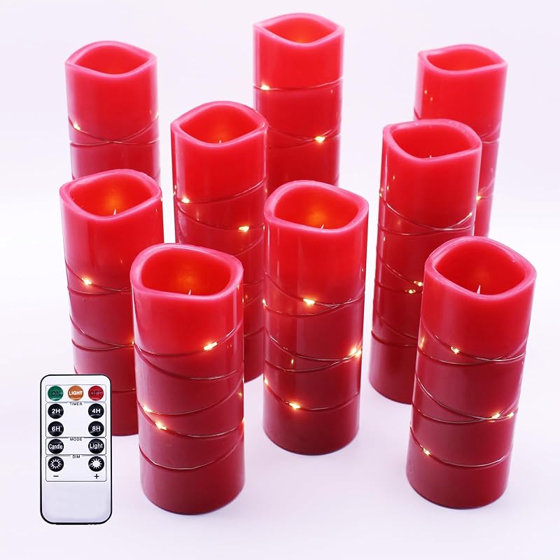 Velas LED sin llama con luces 9 Pzas control remoto 2/4/6/8H