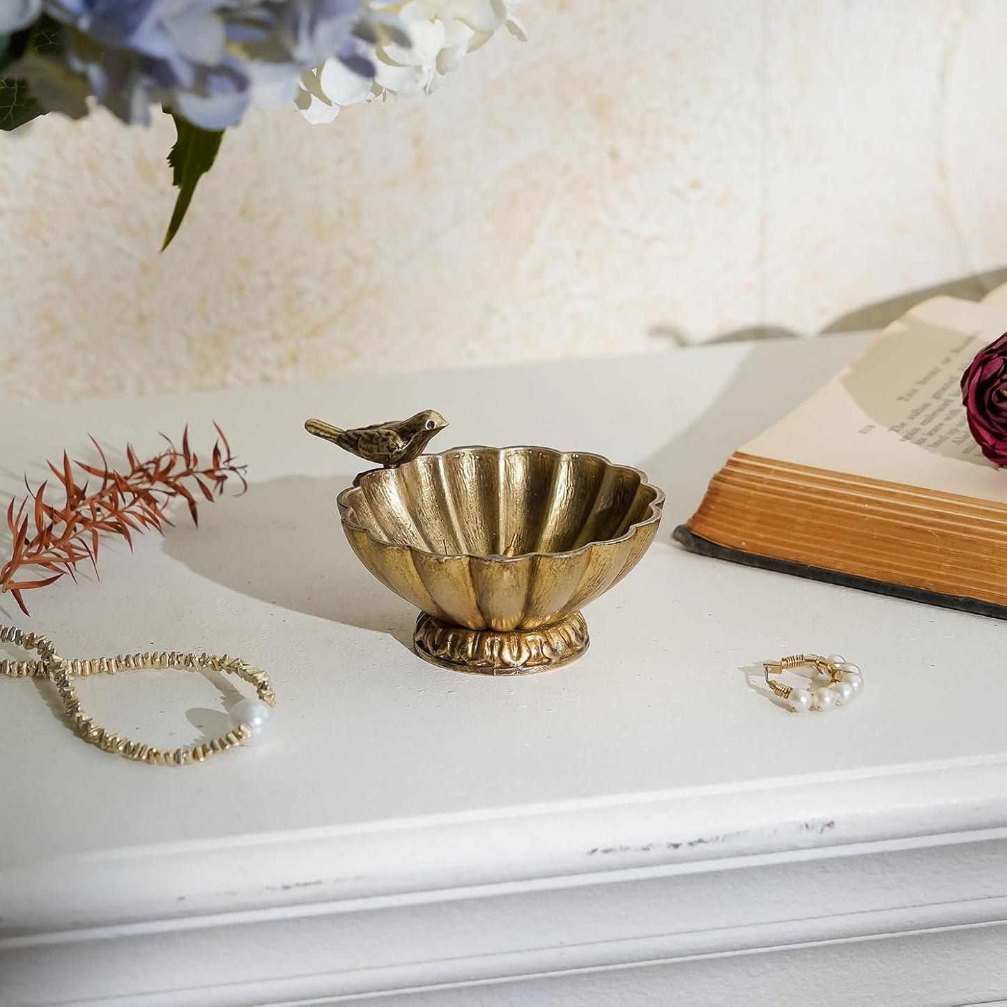 Cuenco joyería vintage dorado plato metal baratijas