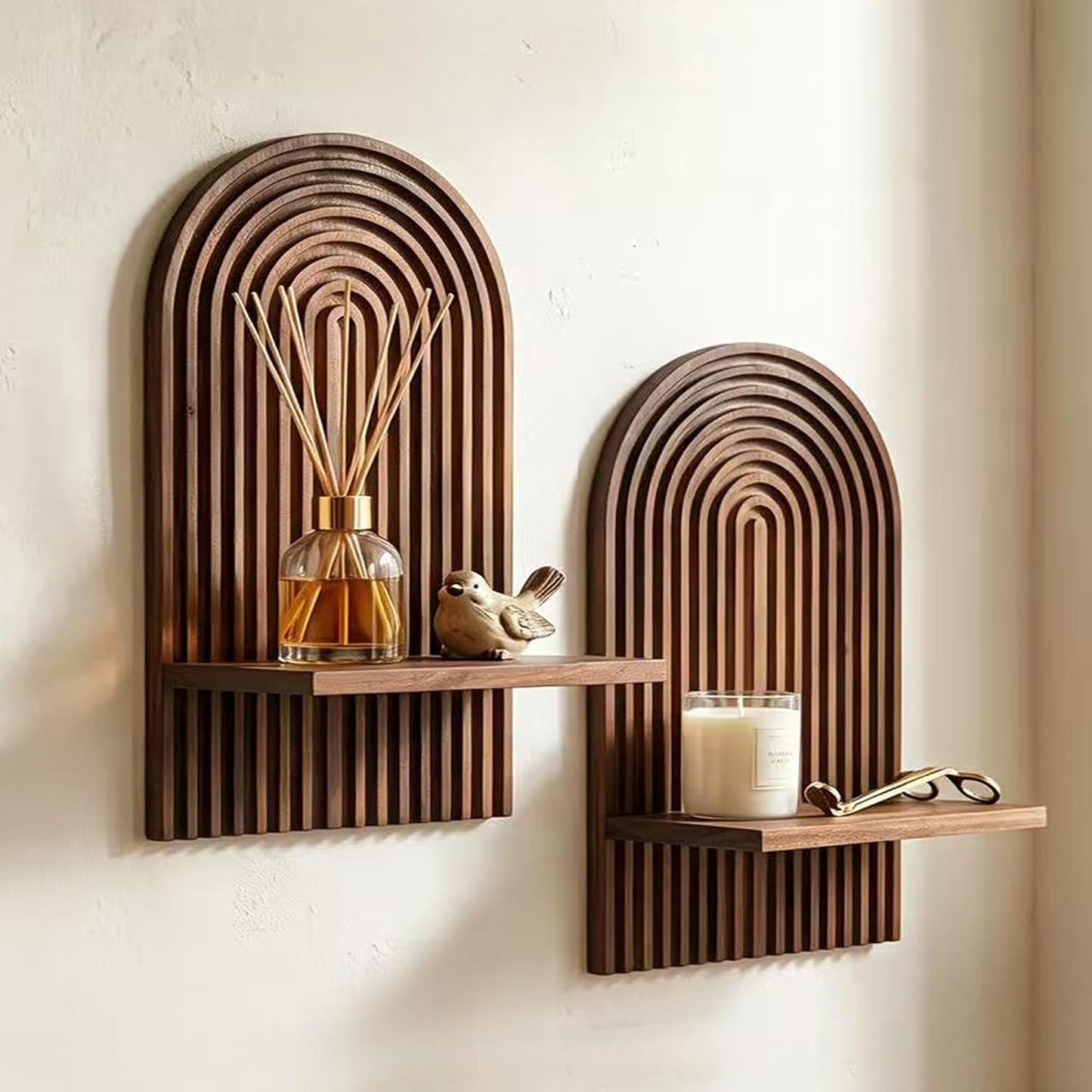 Estante pared boho chic 2 pzas 15x8.6" madera
