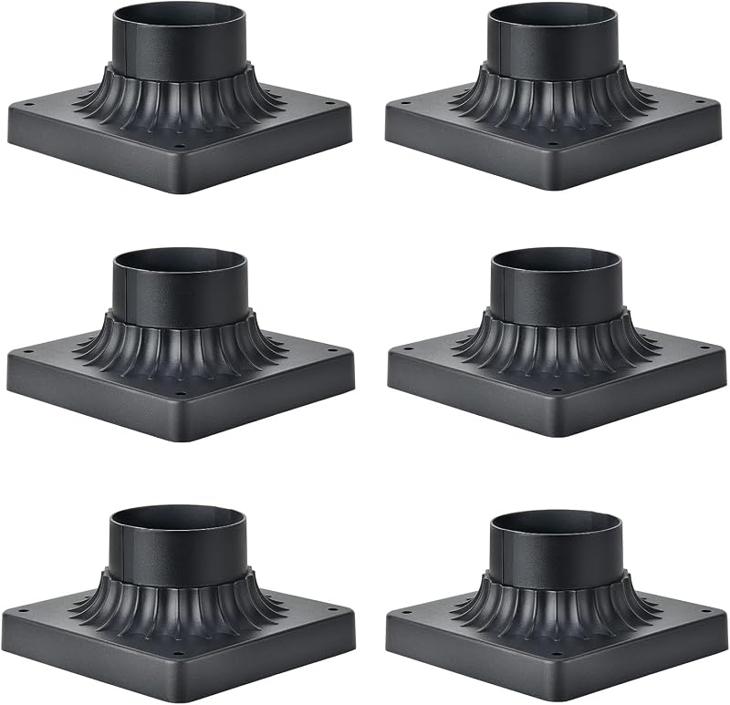 Base muelle 6 Uds adaptador luz poste aluminio fundido negro