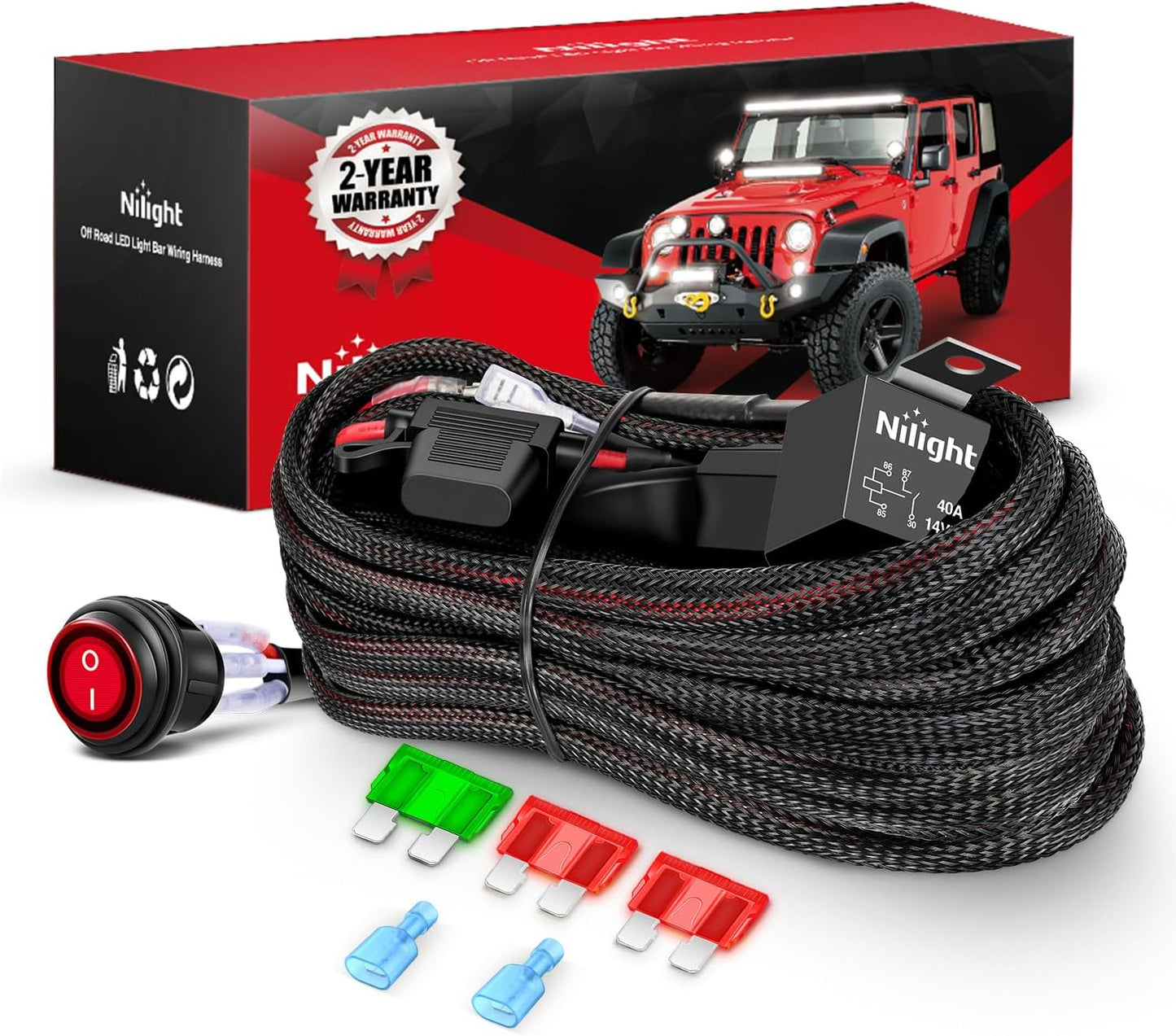 Kit arnés 12V interruptor fusible relé luces LED coche