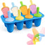 Moldes silicona paletas hielo 8 pzas reutilizables azul