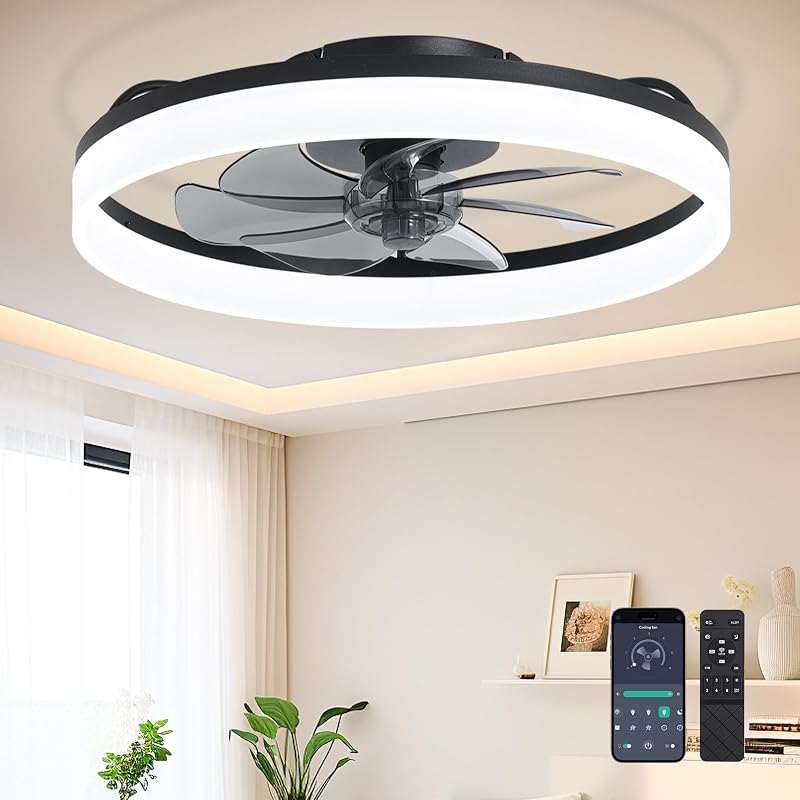 Ventilador techo negro 20" control remoto