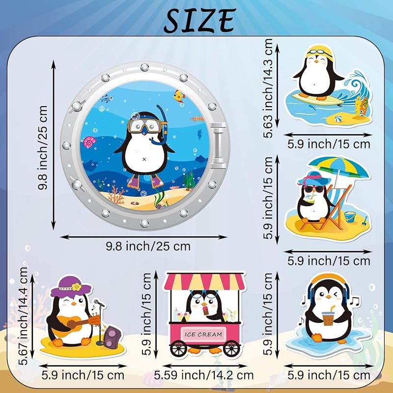 6 Pzas Imanes Pingüinos Decorativos para Puerta Crucero