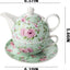 Set tazas té cerámica con tetera y taza con salchicha
