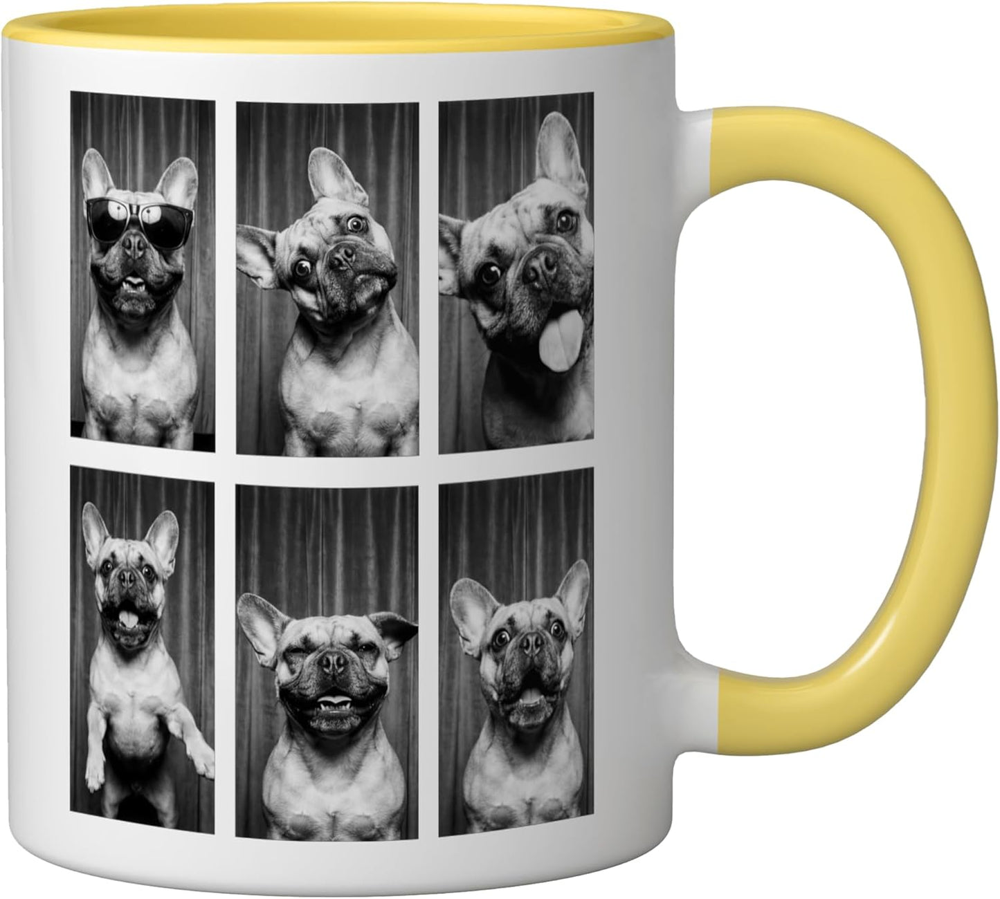 Taza Cerámica Frenchie Dueño Perro Fotografía Amarillo/Blanco