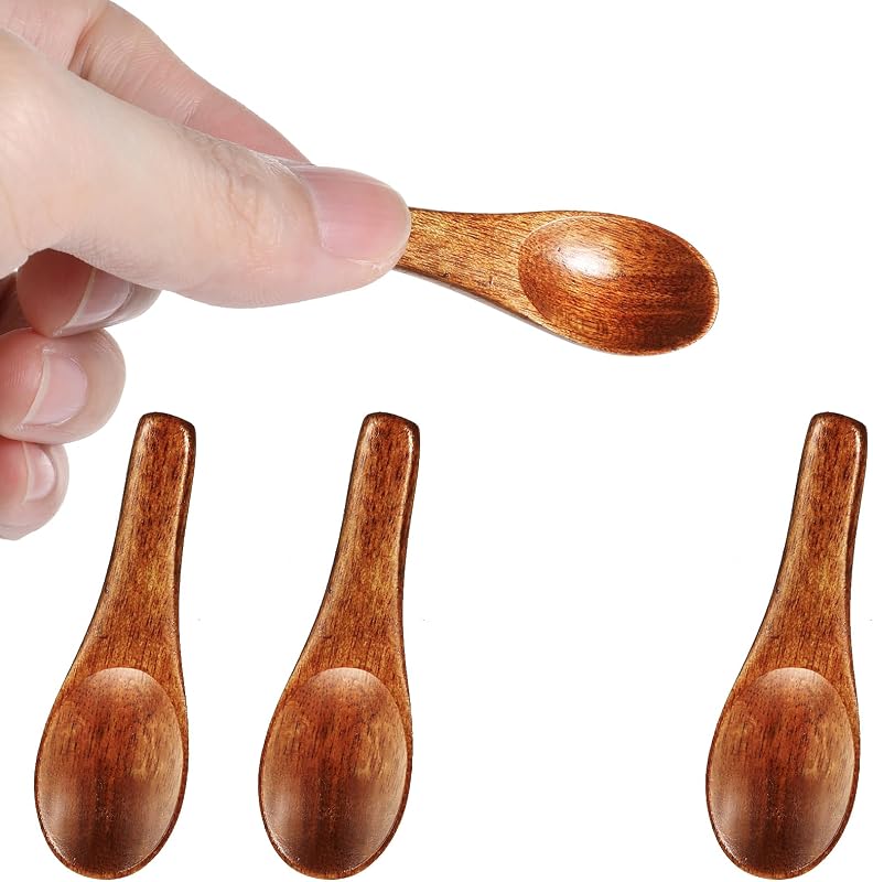 4 Pzas Cucharas Madera Mini Frascos Especias 2.42pulg