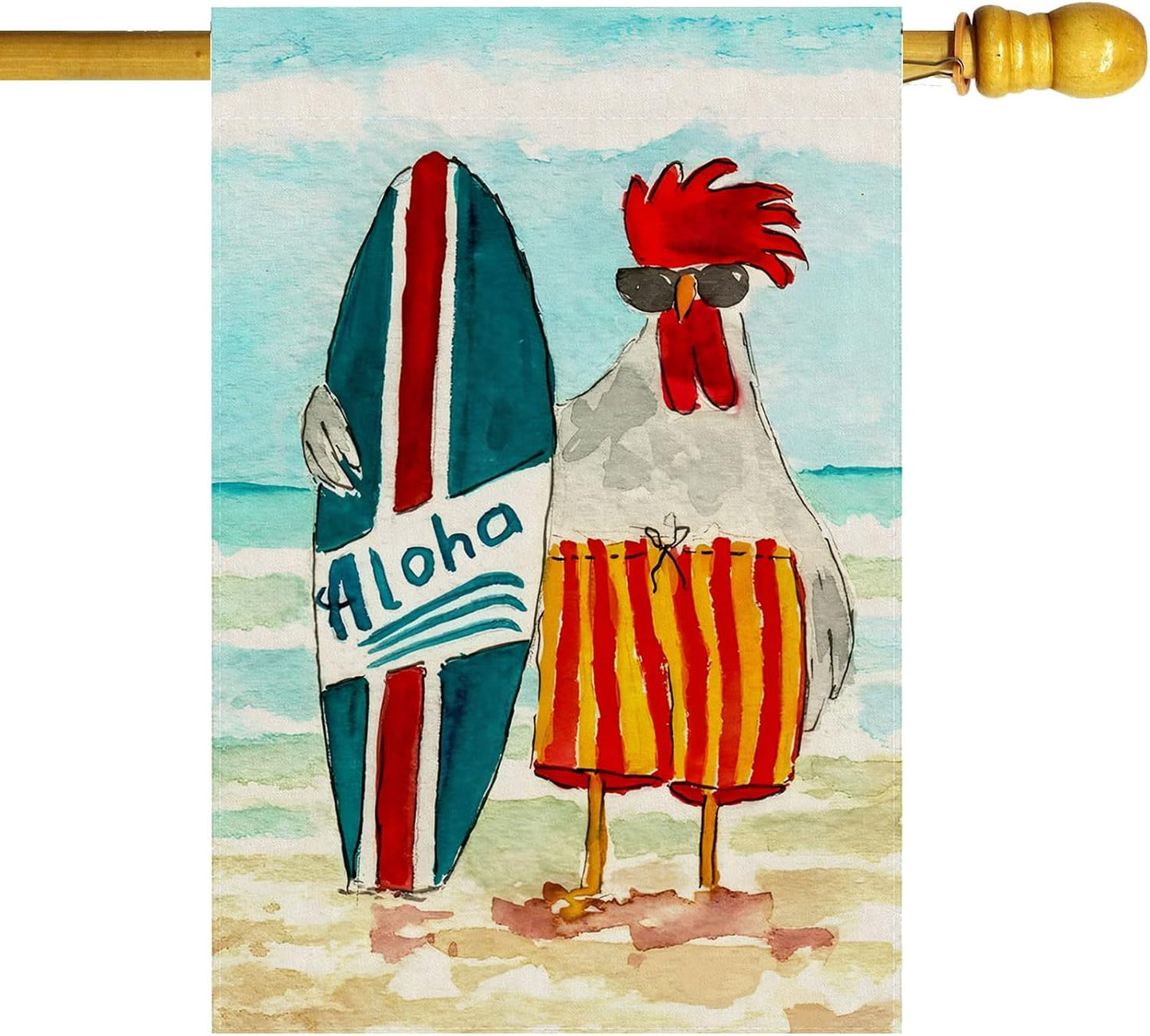 Bandera Aloha Verano Pollos 28x40pulg Exteriores