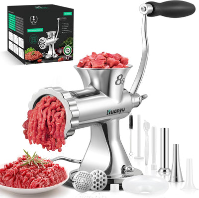 Picadora manual carne acero inox 2 rellenos salchicha uso doméstico