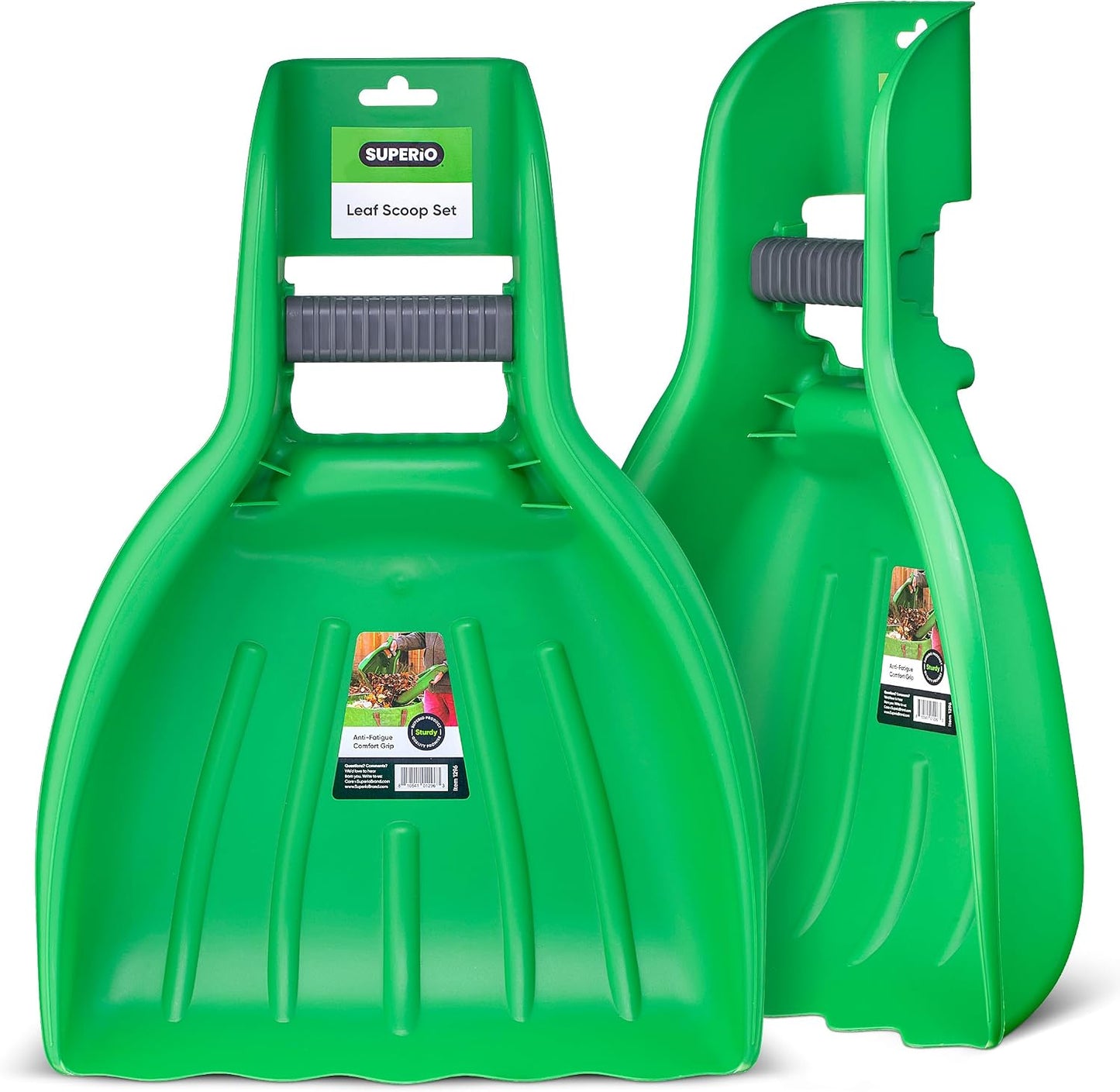 Recogedor hojas plástico verde rastrillo jardín