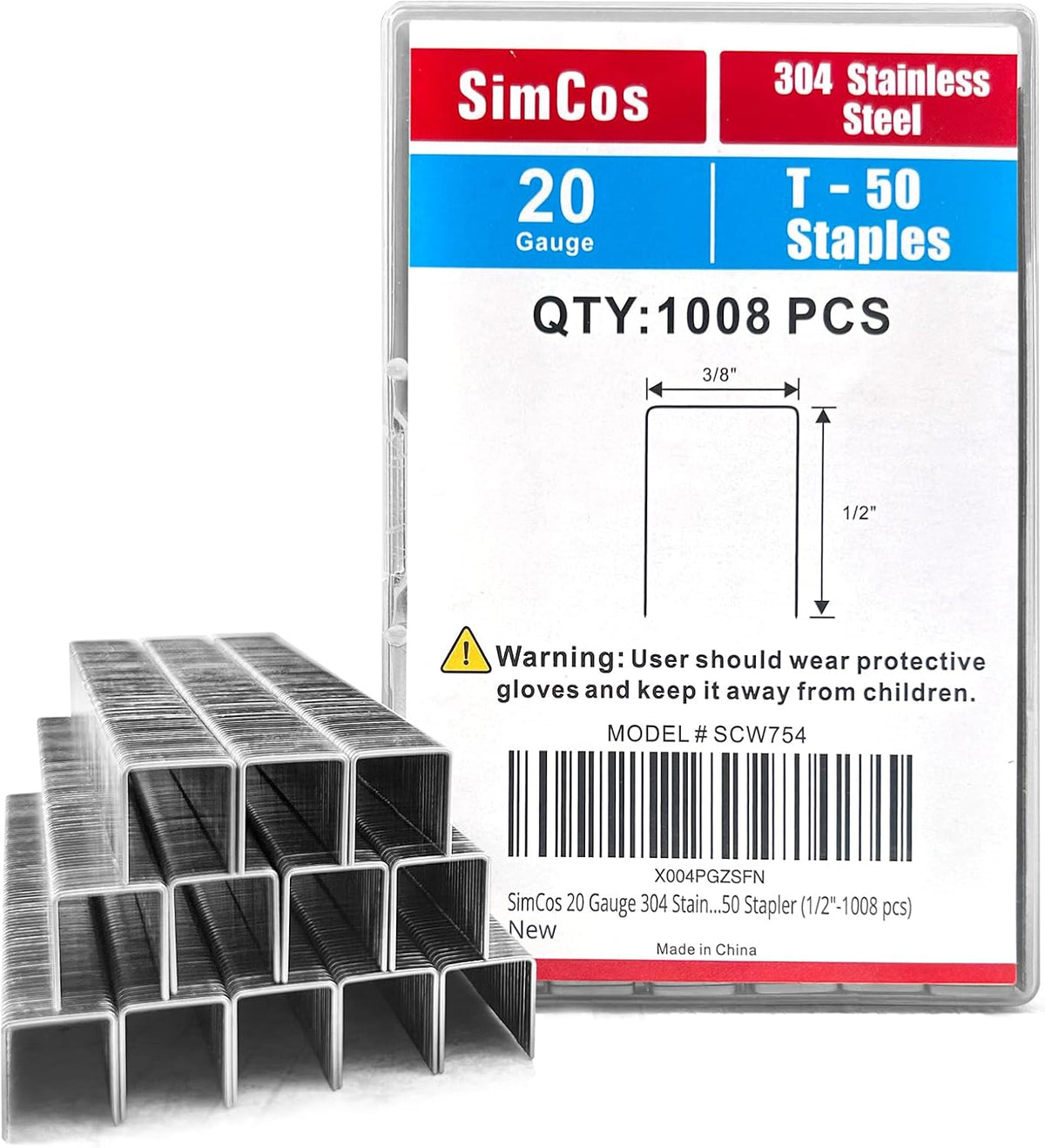 Grapas T-50 acero inox 3/8pulg 1008uds
