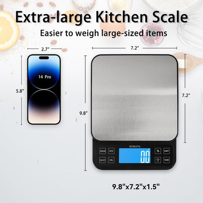 Báscula cocina 5kg 11libras 0.1g USB LCD acero inox