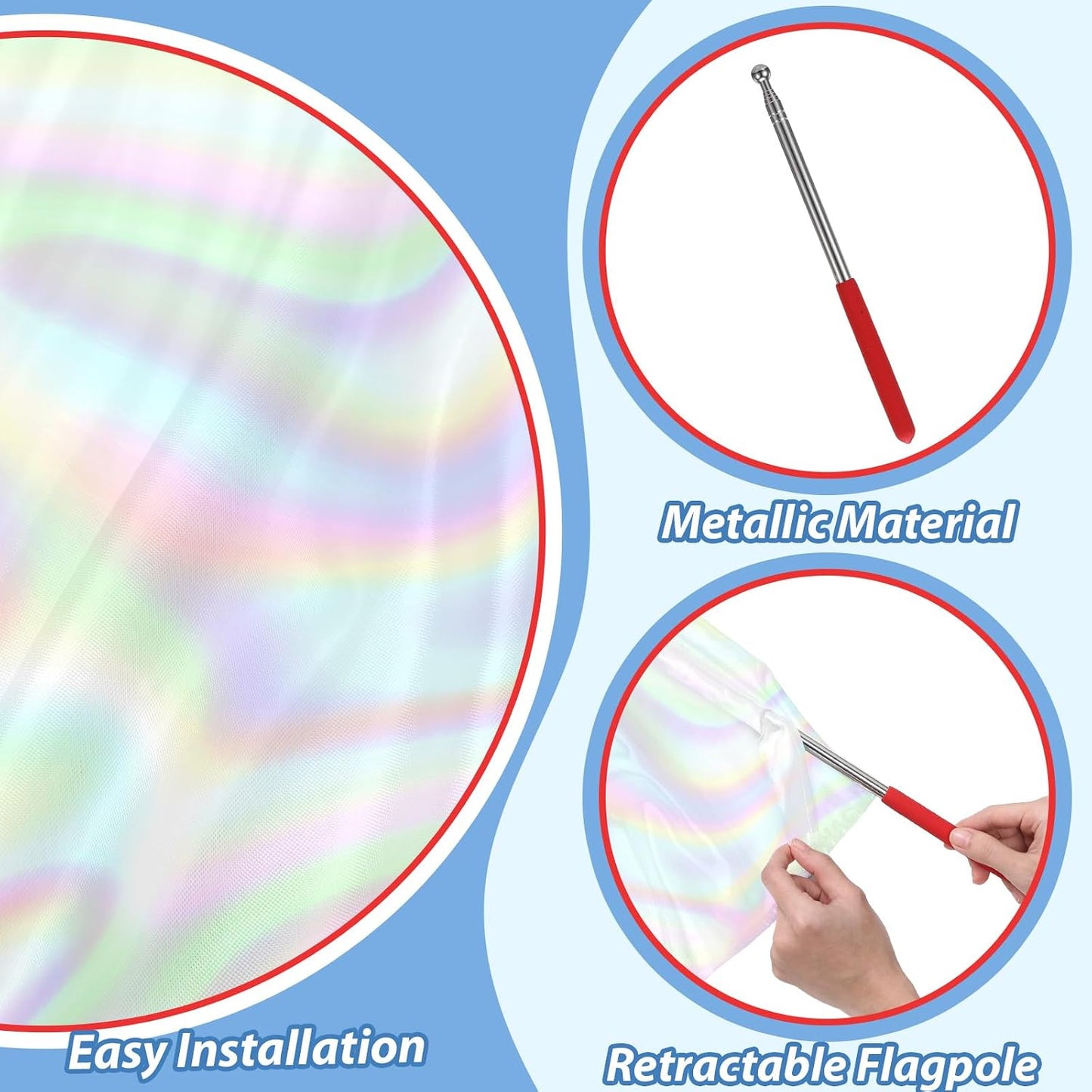 Banderas alabanza 32" blanco transparente set 2