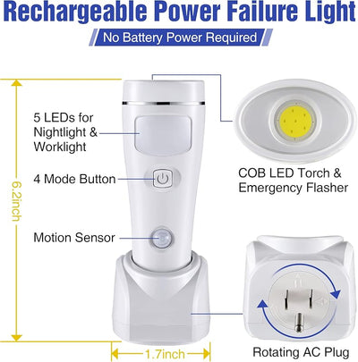 4en1 Luces LED Emergencia Recargables con Sensor Movimiento