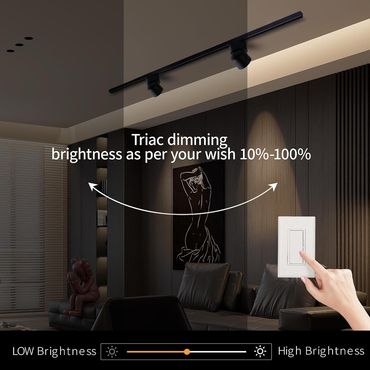Cabezal LED regulable H aluminio negro 7W 3000K CRI97
