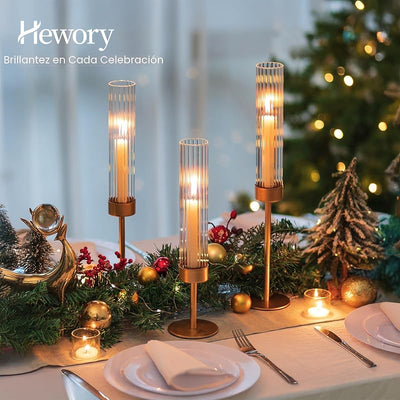 Portavelas latón huracán 3 pzas para velas bodas