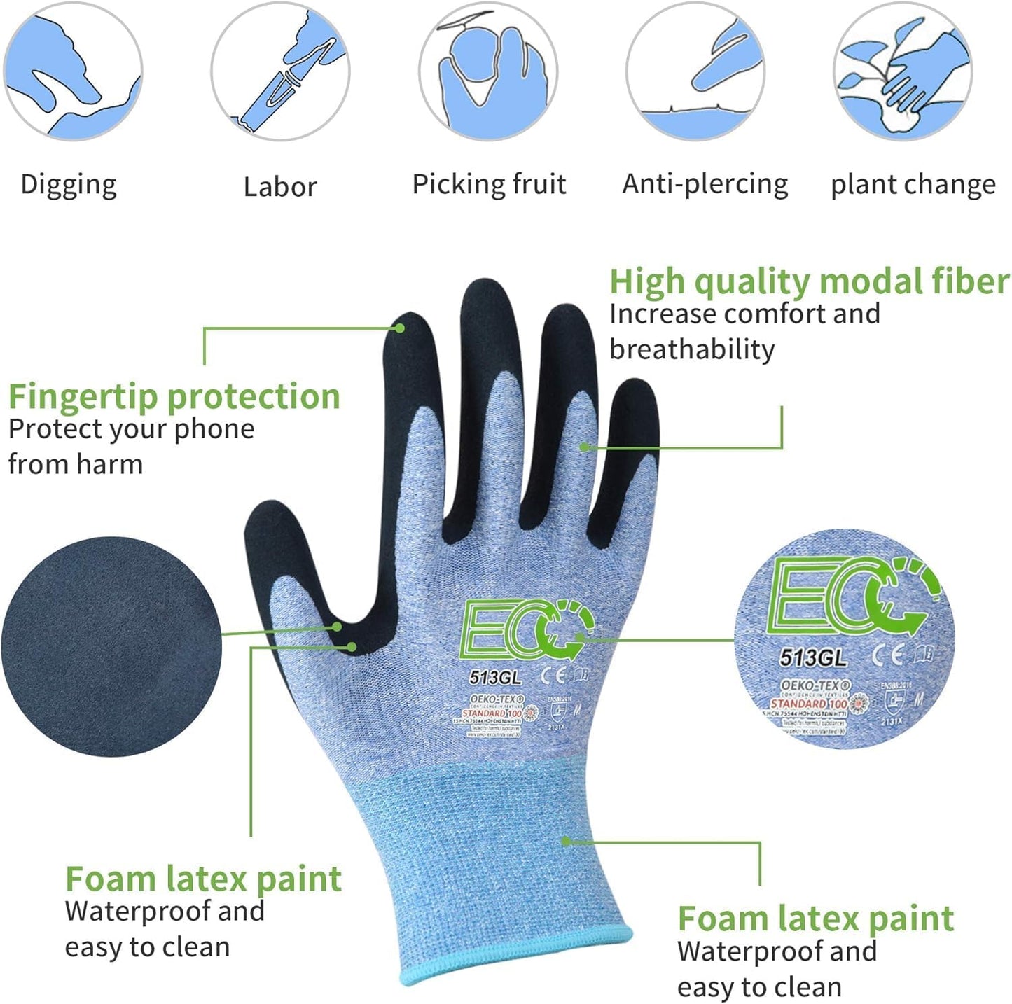 7 Pares Guantes Jardinería Mujer Microespuma