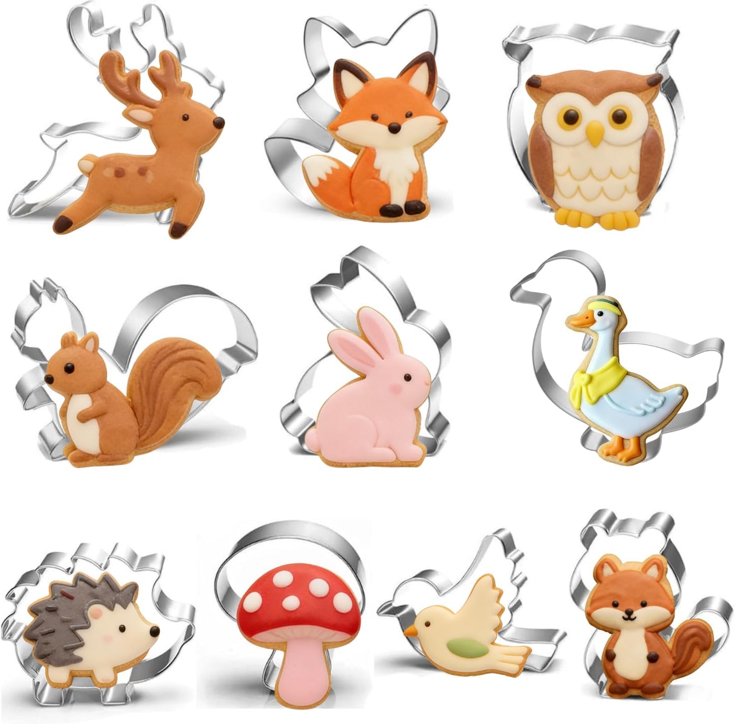 Set 10 cortadores galletas animales acero inox