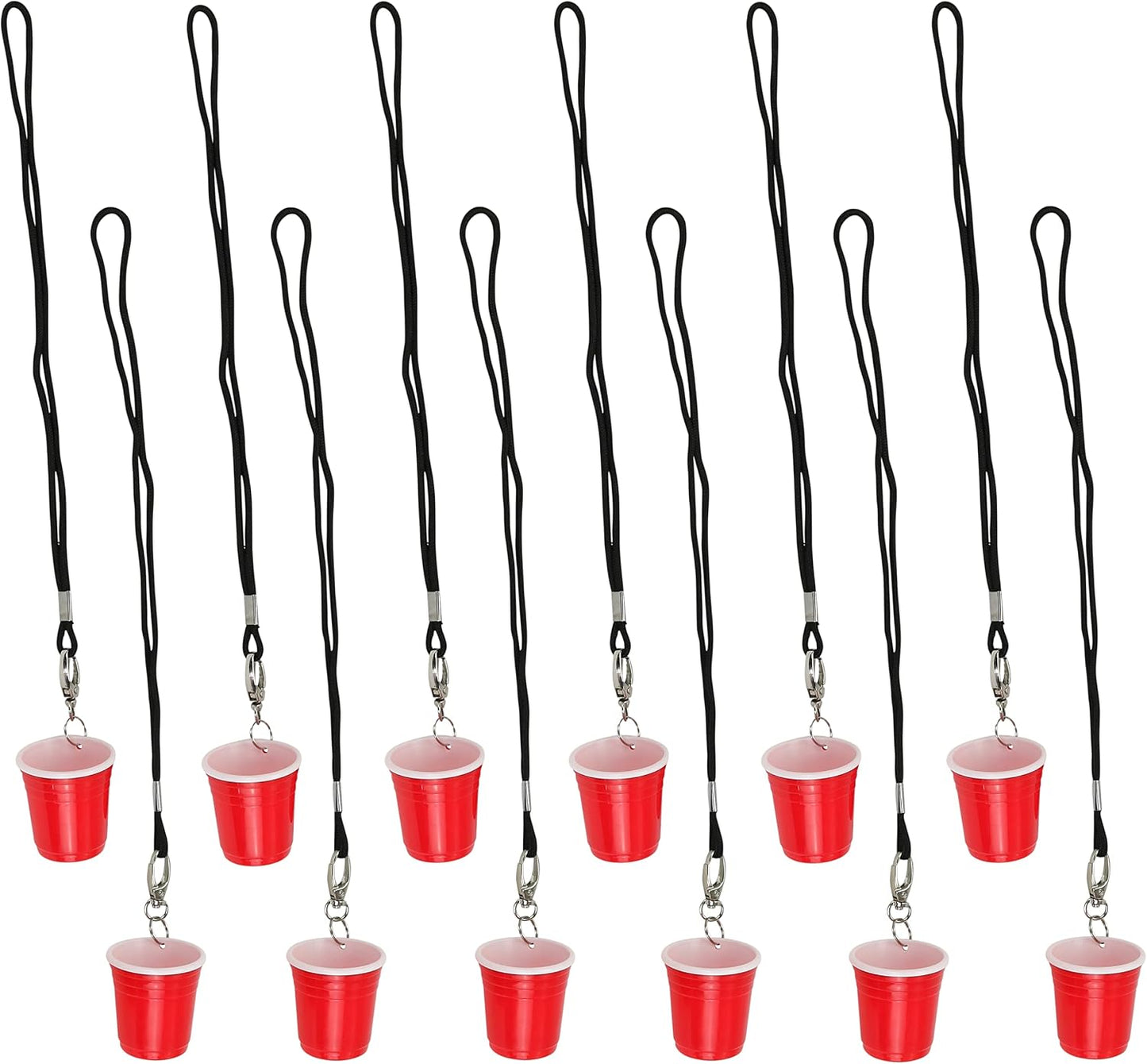 Vaso chupito con cordón clip rápido set 12 taza mini roja