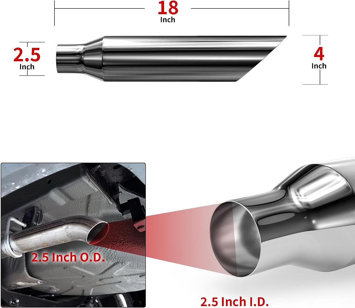 2 Pzas Puntas Escape Acero Inox 2.5-4"