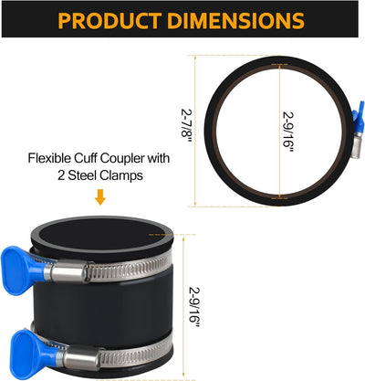Manguito flexible control polvo 2-1/2pulg abrazaderas ajustables
