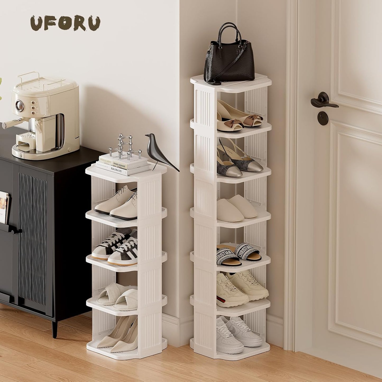 Zapatero vertical plástico 7 niveles para espacios pequeños