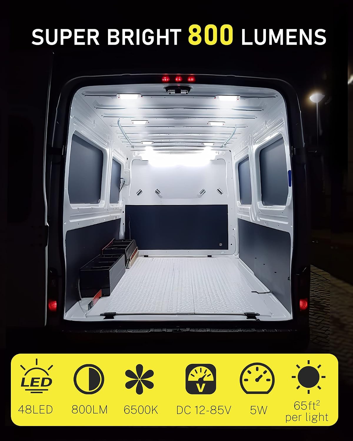 Luz techo caravana 48 LED 800lm 12V con interruptor set 6
