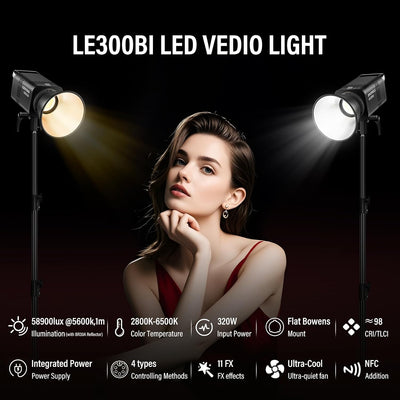 Luz LED COB bicolor 315W cuerpo metal montaje Bowens