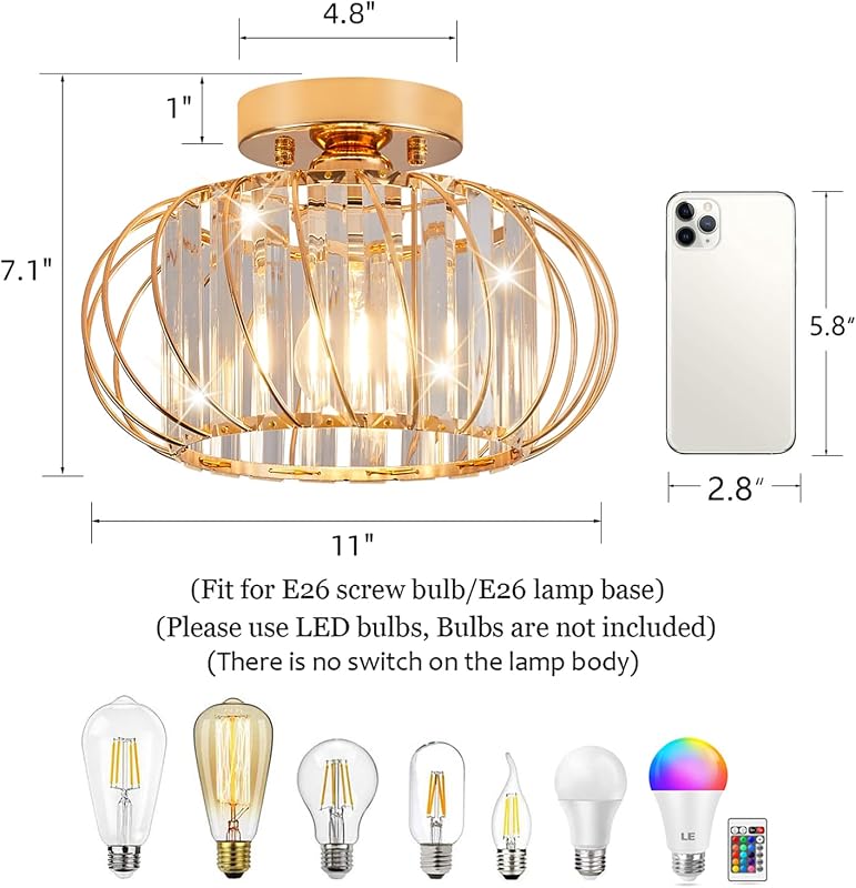 Lámpara techo cristal jaula metal estilo granja
