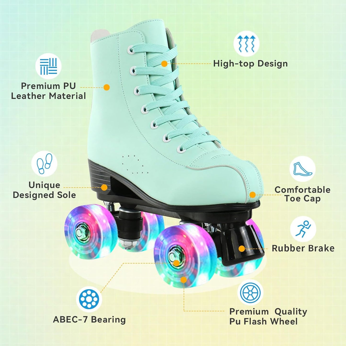 Patines mujer piel sintética verde con bolsa