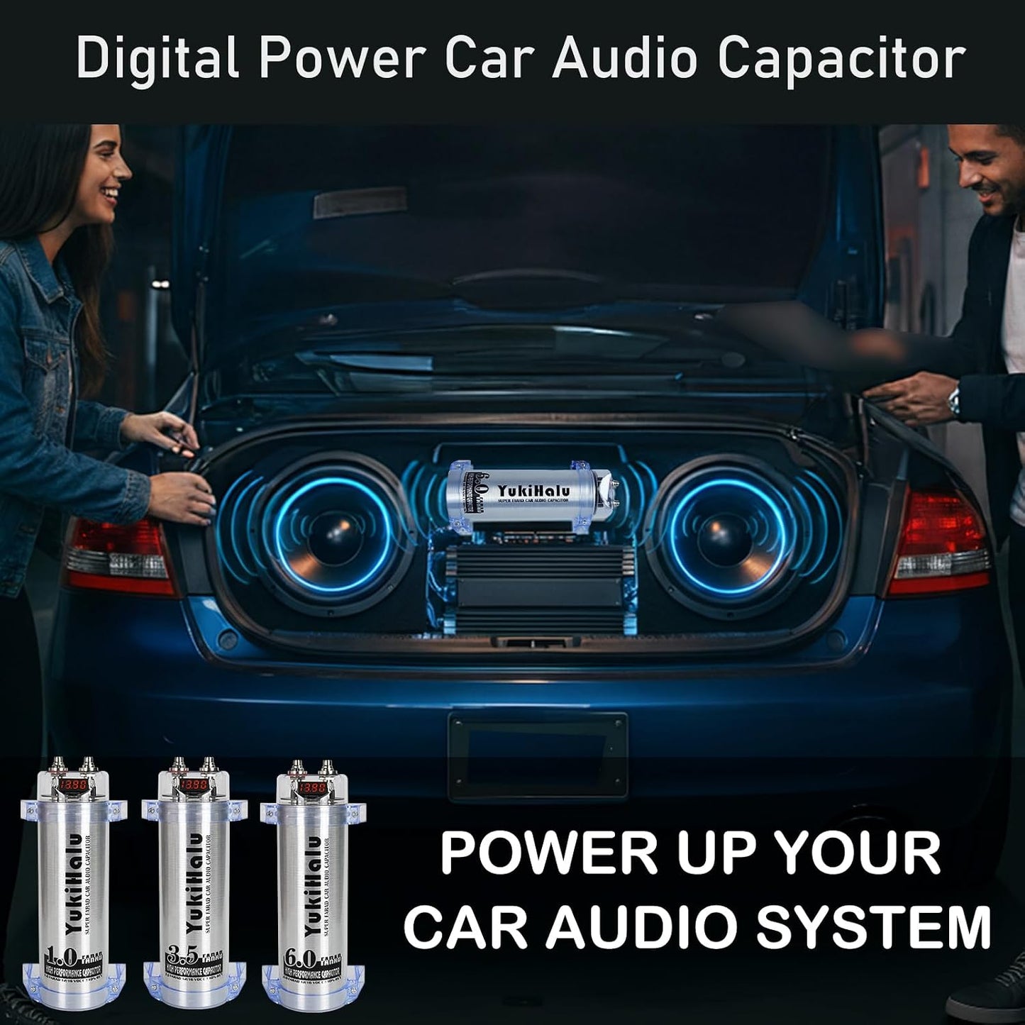 Condensador potencia coche 1 Farad con lectura voltaje