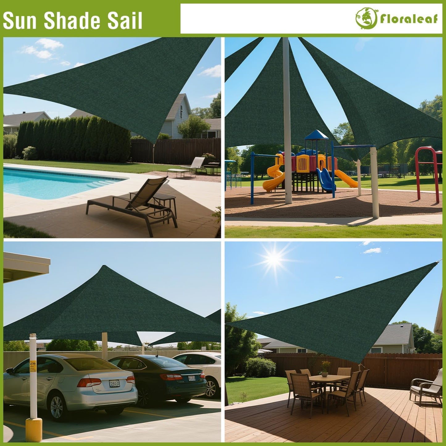 Toldo vela triangular 16x16x16ft tela permeable color verde