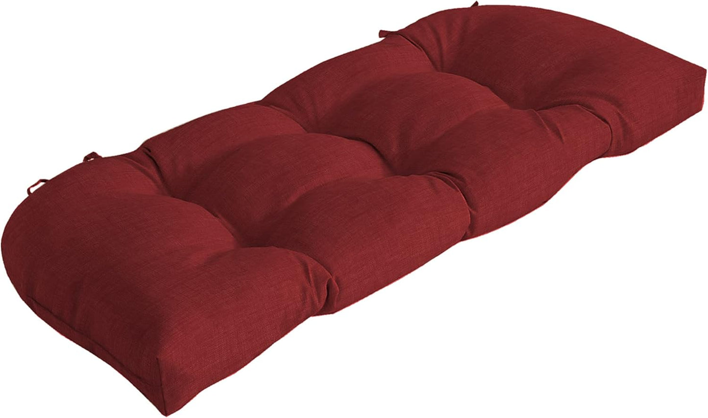 Cojín banco mimbre exterior 41.5x18pulg resistente rojo rubí
