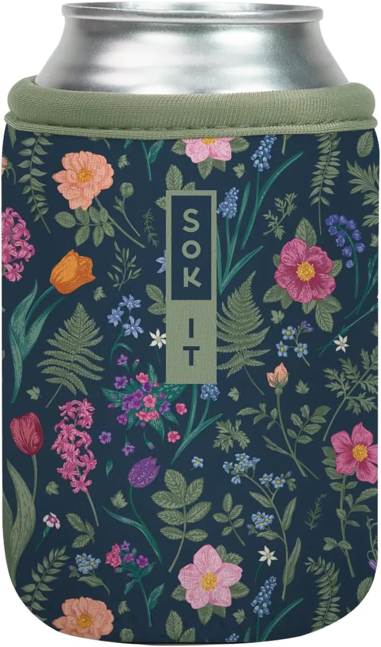 Funda neopreno aislada para lata 12oz primavera negra