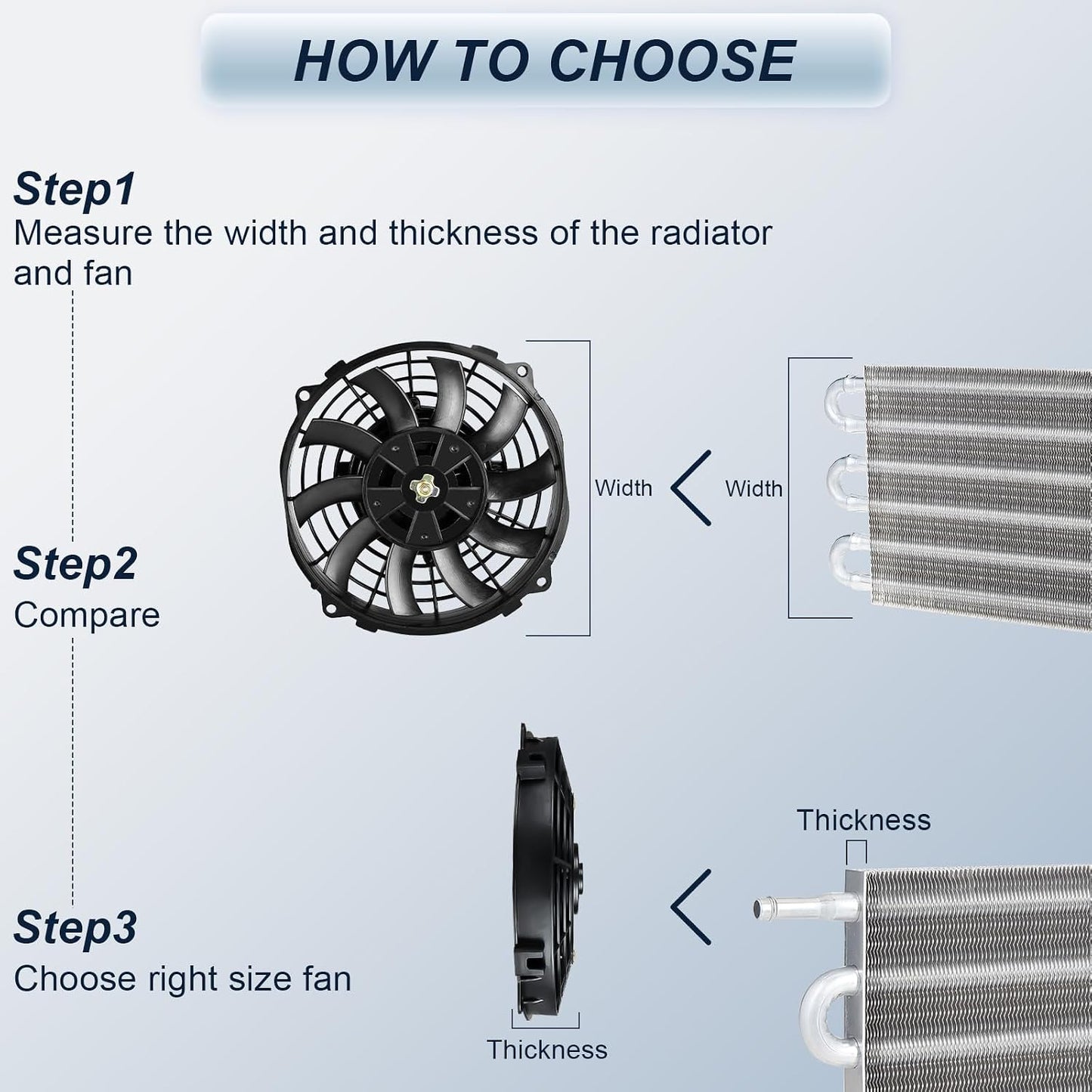 Ventilador radiador 7" 12V 800CFM soporte universal 2unid