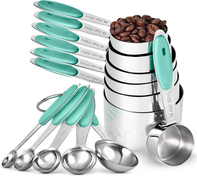 Set 12 Pzas Cucharas Medidoras Acero Inox 7 Tazas 5 Cucharas