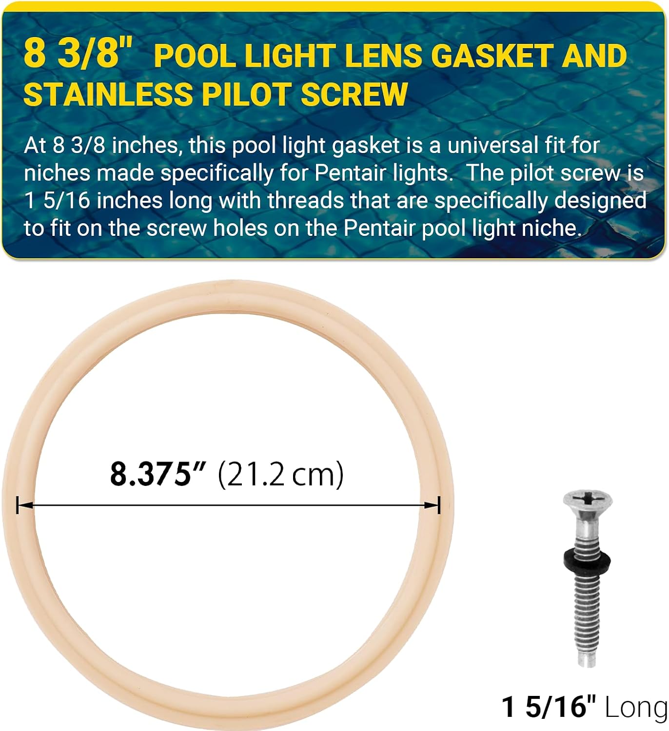 Junta lente luz piscina 8 3/8" comp Pentair