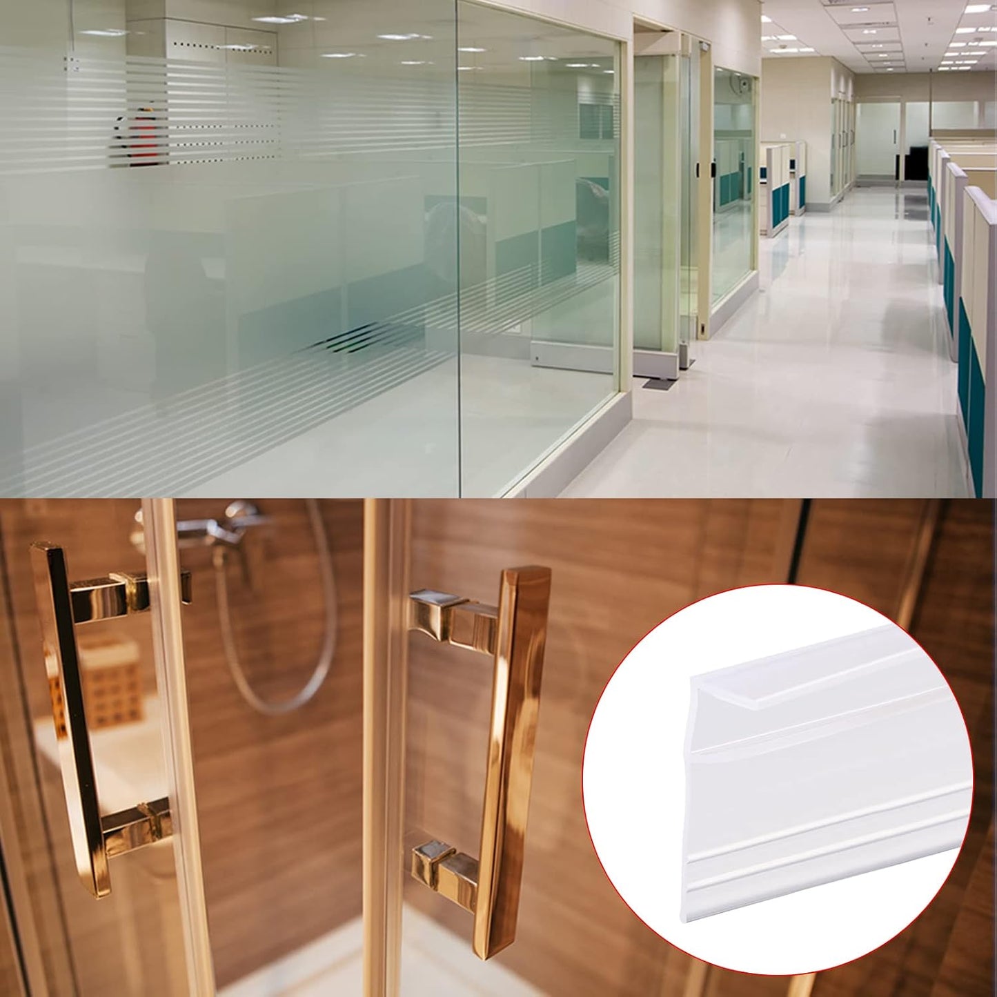 Tira sellado puerta vidrio 118pulg riel 3/4pulg baño oficina