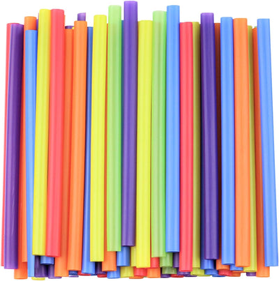 100 Pzas Pajitas Plástico Jumbo 8.5pulg Varios Colores