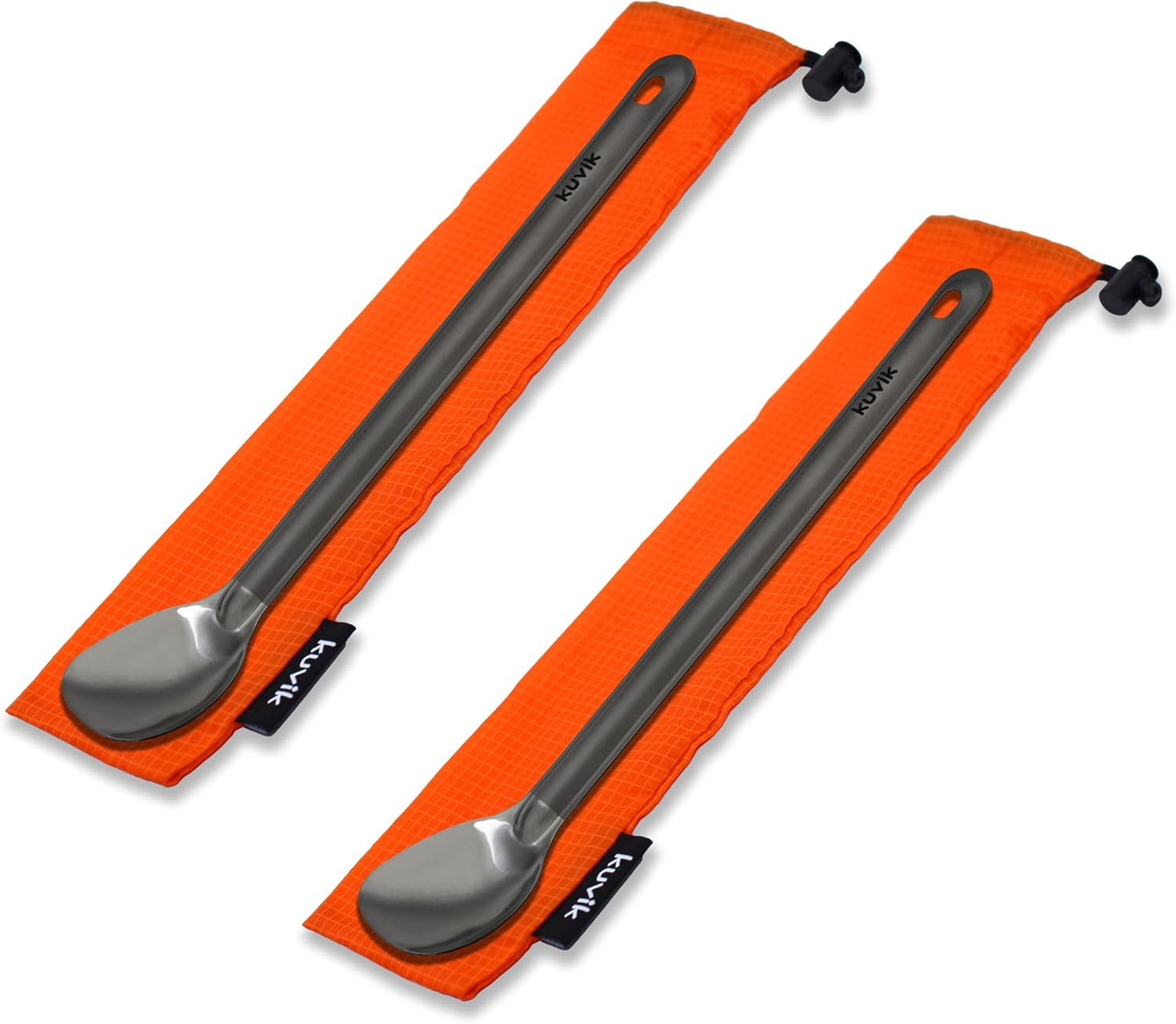 Set 2 Pzas Cucharas Titanio Ultraligeras para Acampar
